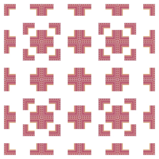 haft geometryczny na lnianym materiale